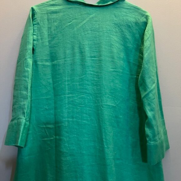 J. Jill Love Linen Shirt Dress Ocean Green Button Down Midi, Size M, NEW - Picture 8 of 12